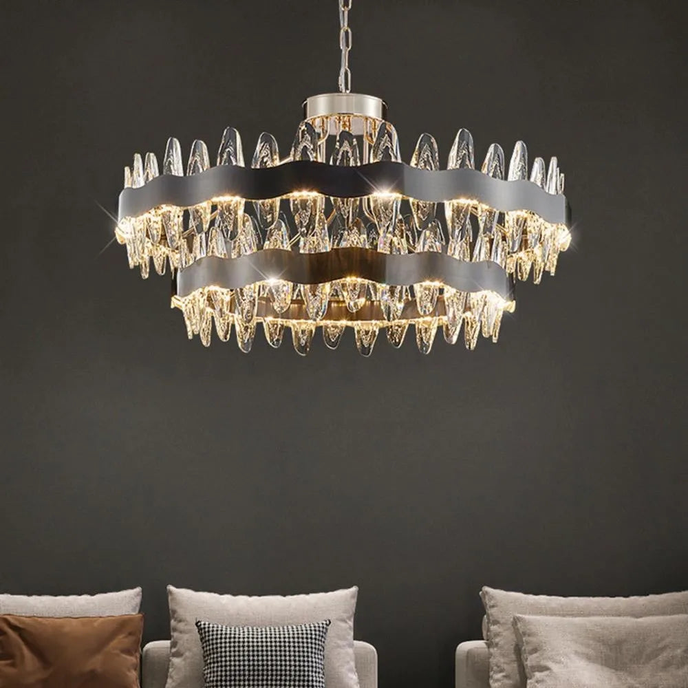 Afralia™ Crystal LED Chandelier: Modern Luxury Interior Pendant Light for Living Room