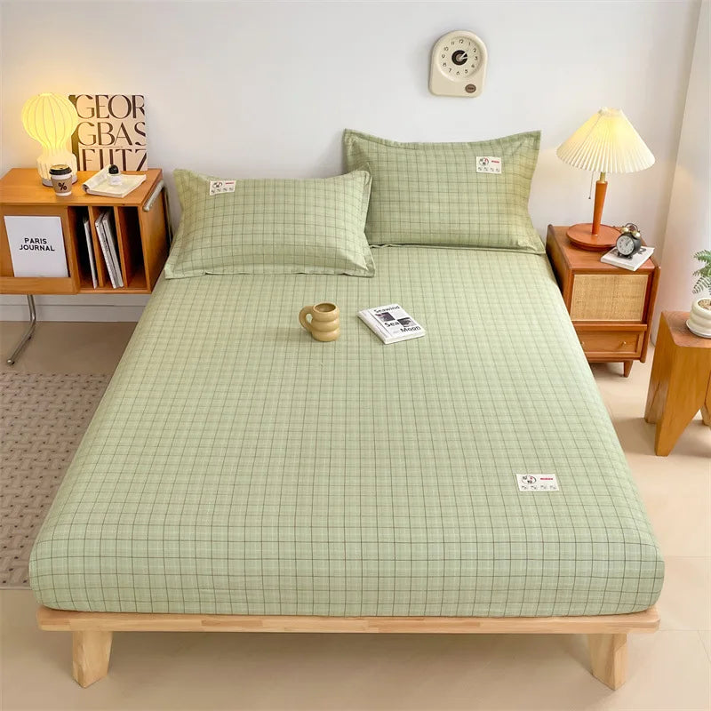 Afralia™ Plaid Style Fitted Sheet - Skin-friendly Elastic Bedsheet for Kids' Room