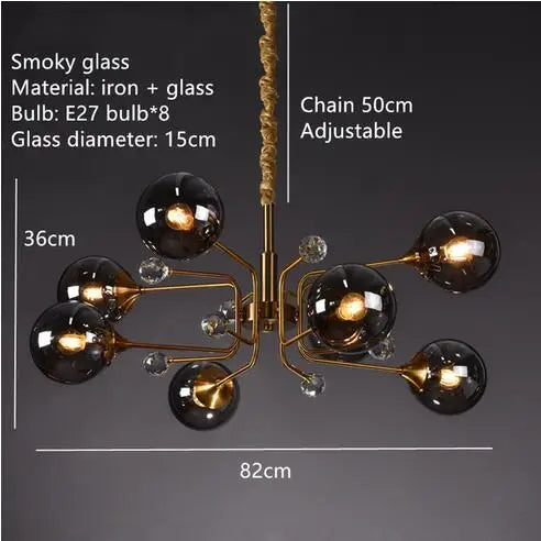 Afralia™ Glass Bubble Chandelier: Vintage Industry Lighting for Living Bedroom Kitchen