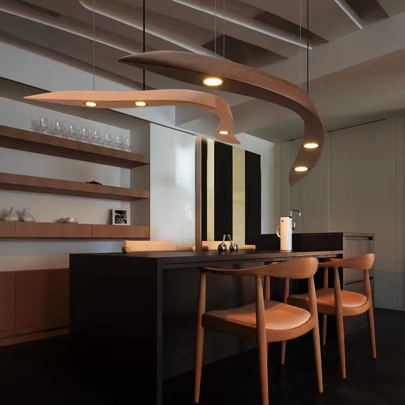 Afralia™ Wooden Pendant LED Hanging Lamps for Modern Living Dining Room Lighting