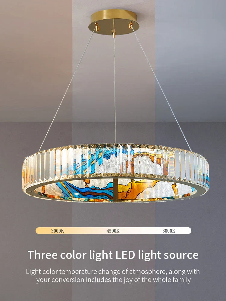 Afralia™ Crystal Chandelier Ring Light Modern Elegant Dining Living Room Lighting