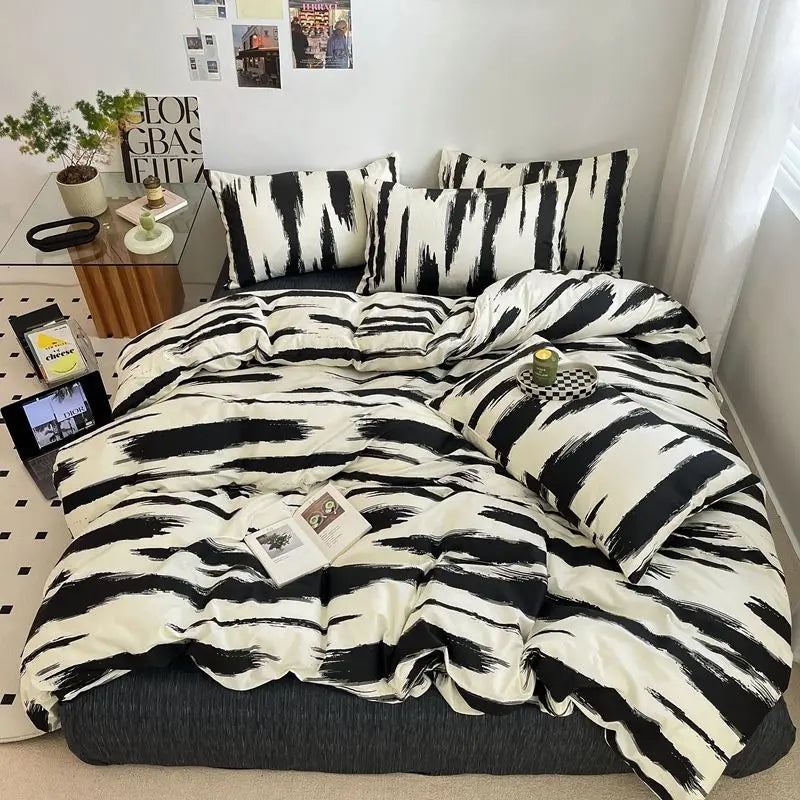 Afralia™ Nordic Cotton Bedding Set Duvet Cover with Sheets Single Queen Decor