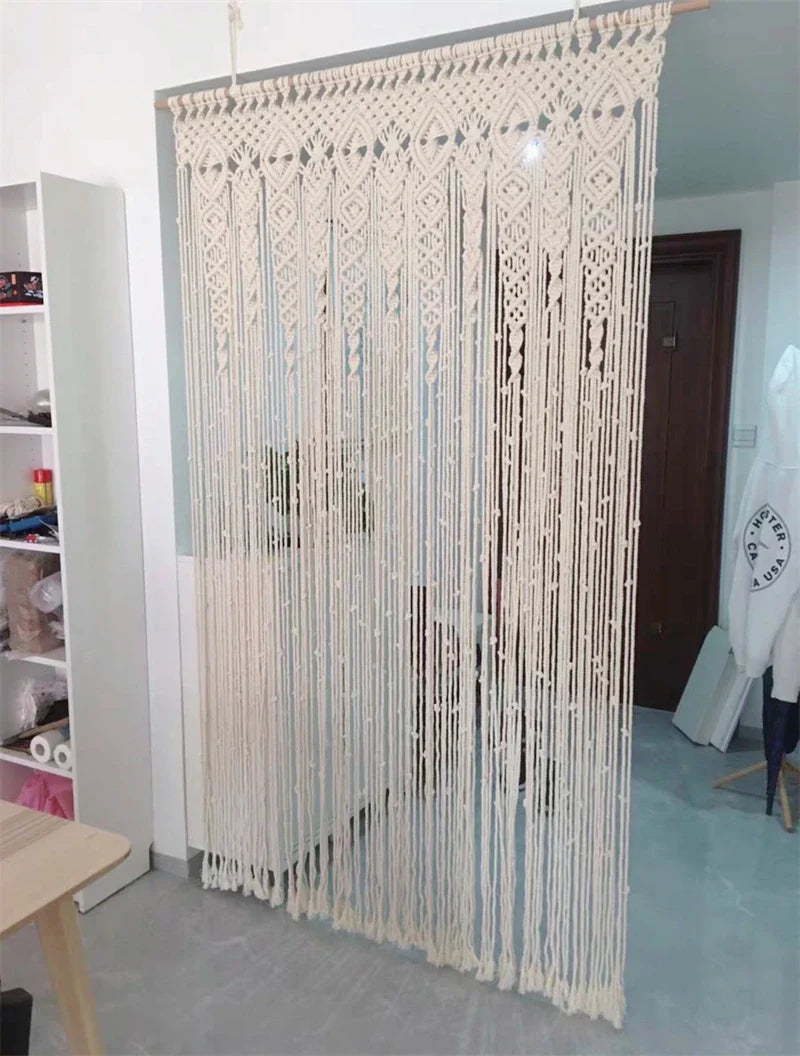 Afralia™ Macrame Cotton Door Curtain Wall Hanging Tapestry Boho Wedding Backdrop