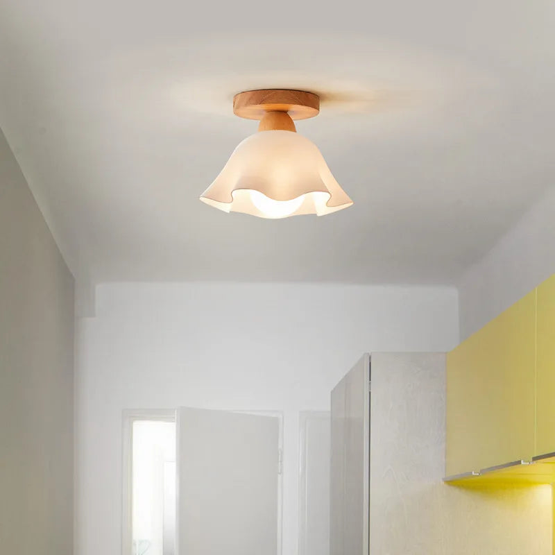 Afralia™ LED Wood Acrylic Ceiling Lamp Modern Art Decor Light Fixture