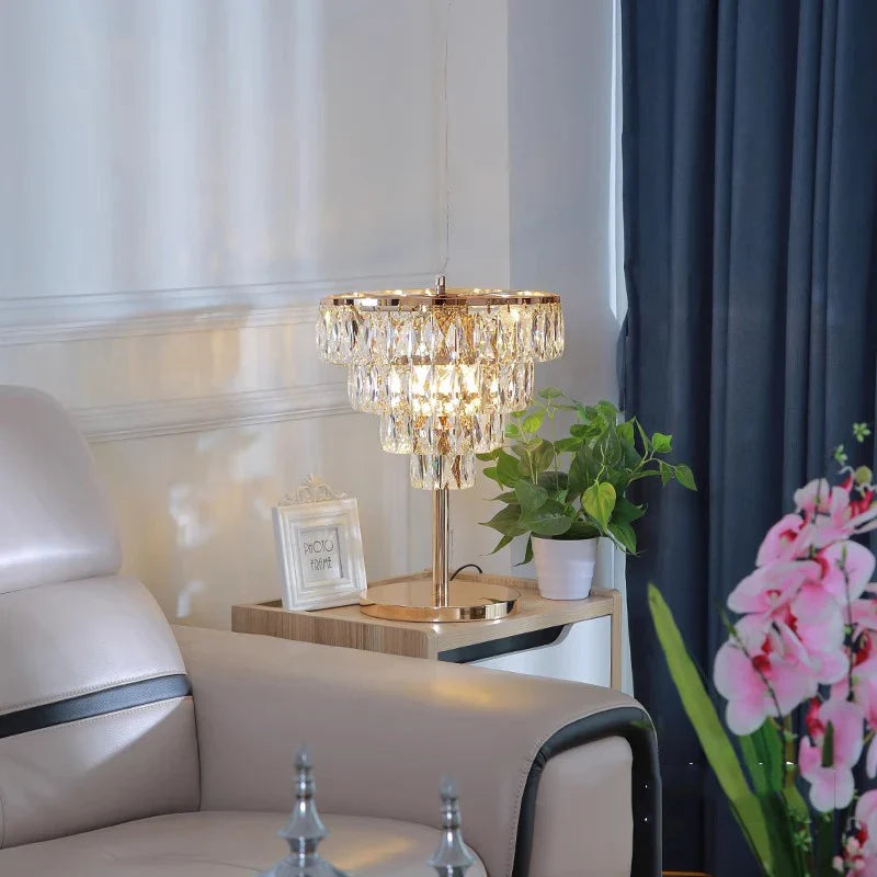 Afralia™ Crystal Bar Table Lamp Luxury Dimmable 2700K Desk Light Elegant Home Decor