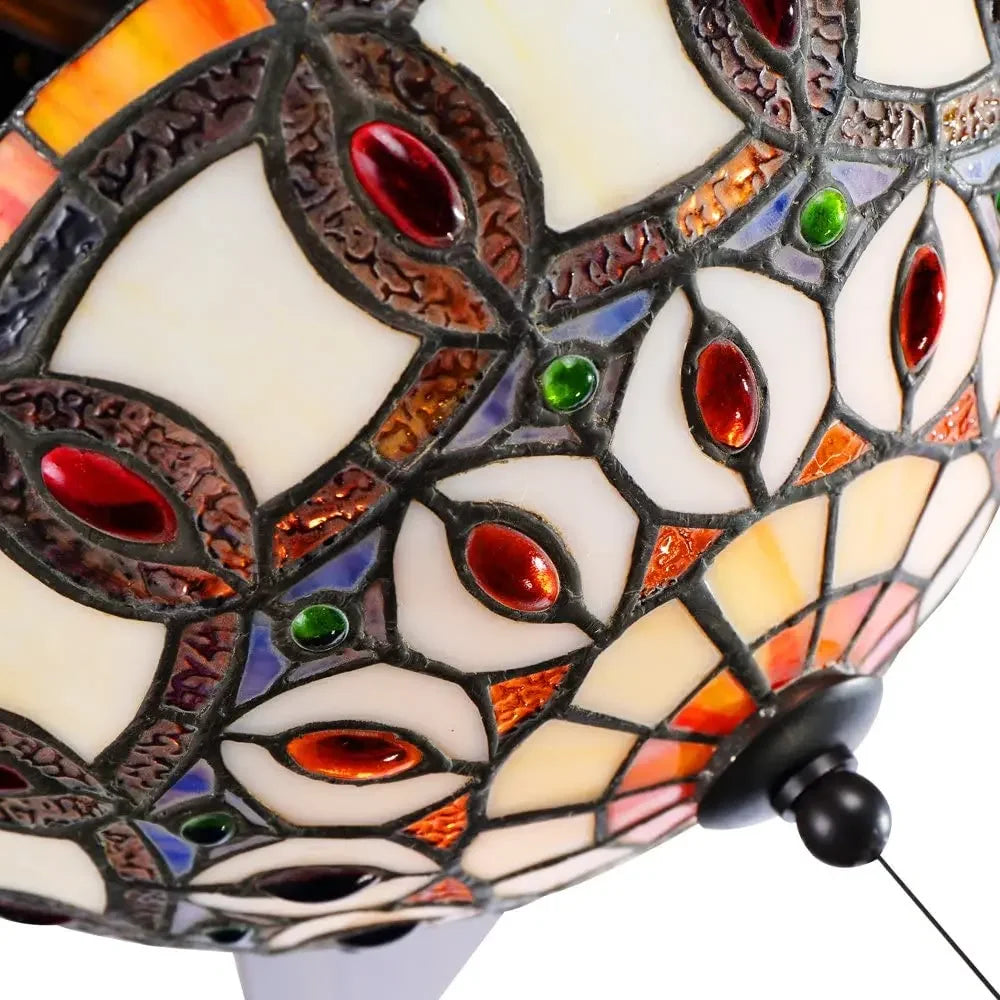 Afralia™ Stained Glass Ceiling Fan with Remote Control and Lights