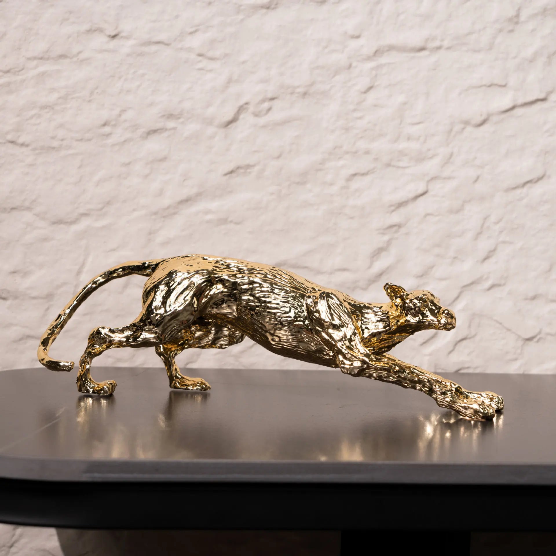 Afralia™ Metal Leopard Figurine Decorative Ornament For Home Décor