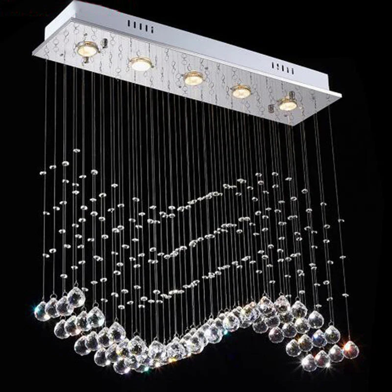 Afralia™ Crystal Pendant Lights: Modern Luxury Rectangle Hanging Lamps for Home Indoor Decor