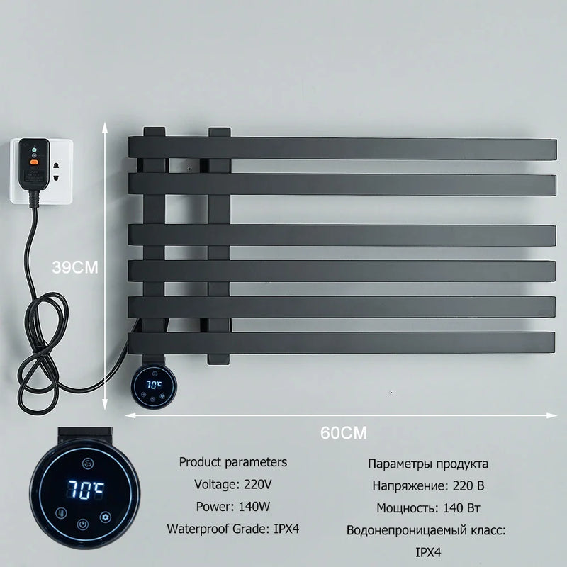 Afralia™ Electric Towel Warmer Rack Thermostatic Digital Display Stainless Steel Holder