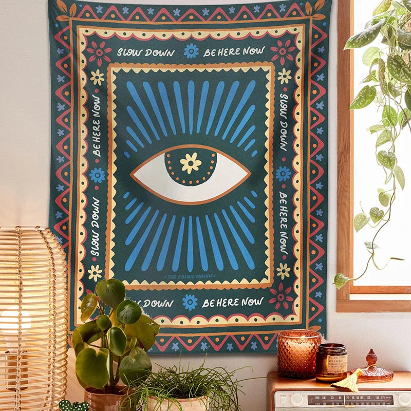 Afralia™ Retro Eye Tapestry Wall Hanging Hippie Boho Decor Witchcraft Tapestries