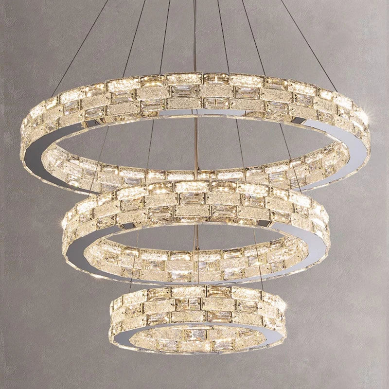 Afralia™ Golden Crystal Ring Chandelier: Luxury Gloss Ceiling Lighting for Modern Living Room