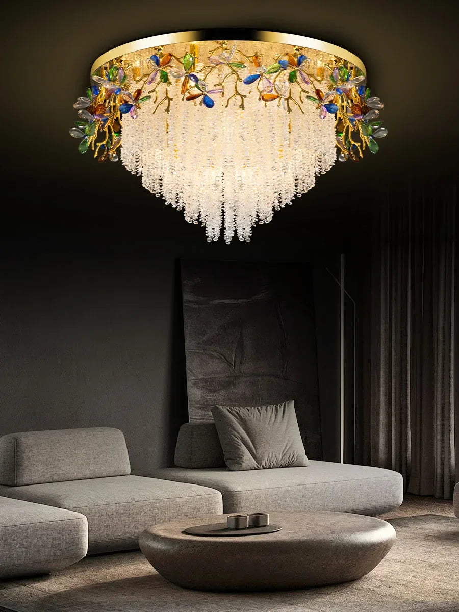Afralia™ Modern Gold K9 Crystal Branch Chandelier for Bedroom Living Room Kitchen