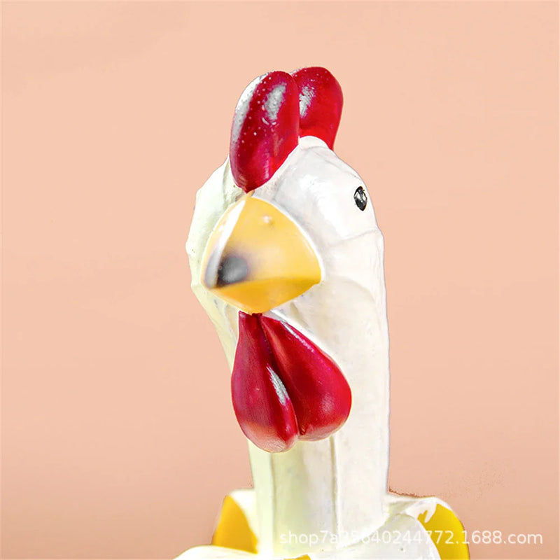 Afralia™ Resin Chicken/Duck Banana Statues & Peeled Bananas Decor Ornaments Home Garden Figurines