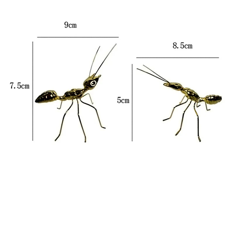 Afralia™ Golden Metal Ants Decorative Figurines Insect Home Decor Pieces