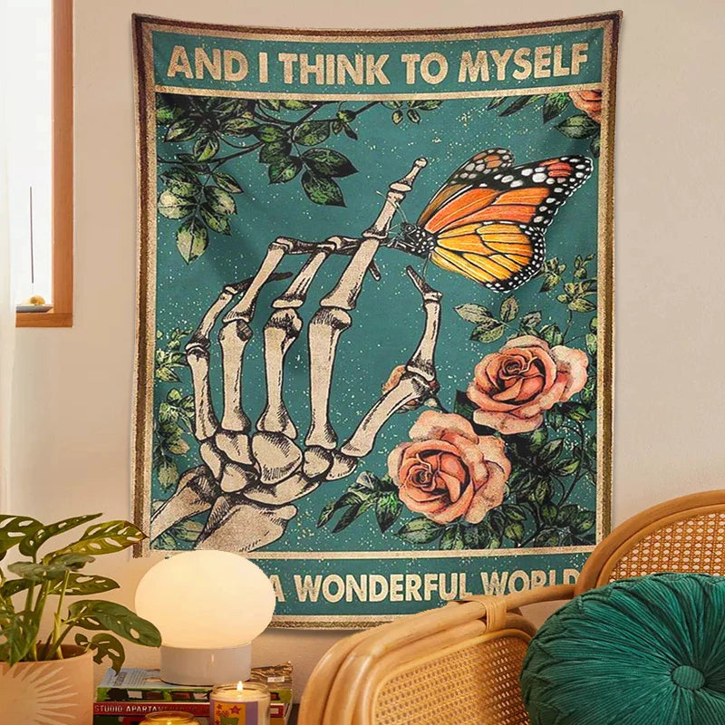 Afralia™ Skeleton Hand Tapestry Wall Hanging for Psychedelic Aesthetic Bedroom Decor