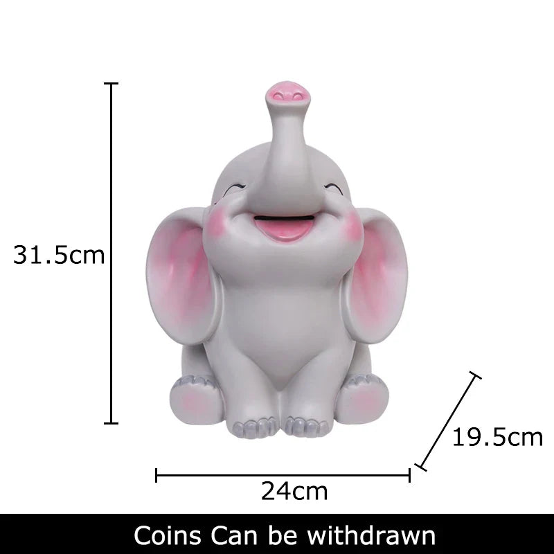 Afralia™ Elephant Child Savings Jar Piggy Bank Room Decor Resin Sculpture Elephant Ornament