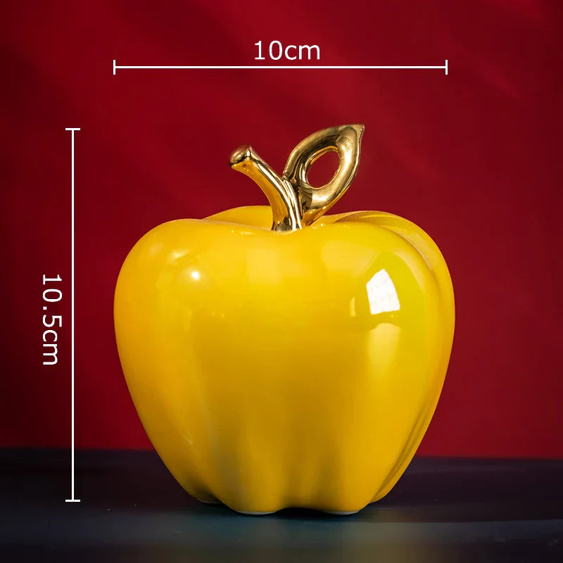 Afralia™ Golden Ceramic Apple Sculpture Desk Decoration Ornaments Crafts Room Decor