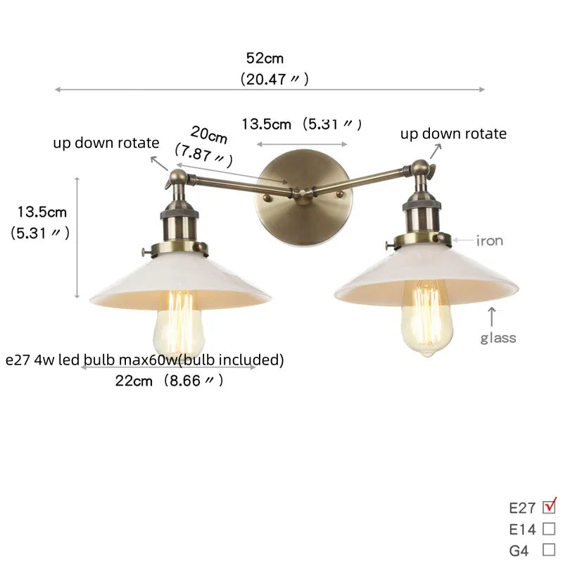 Afralia™ Industrial Vintage Loft 2-Light Plug In LED Wall Lamp