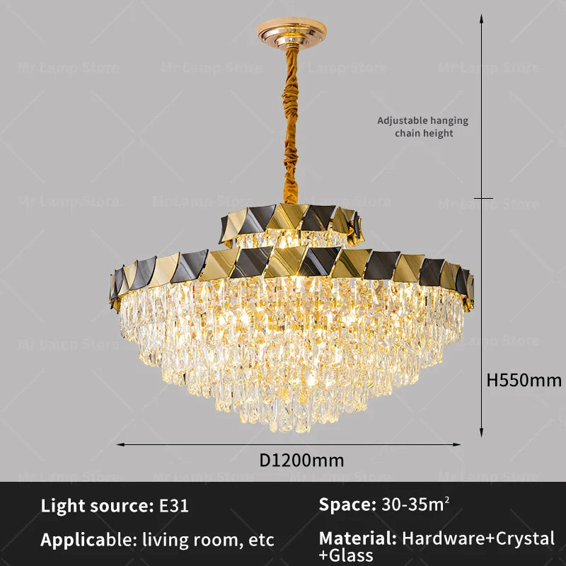 Afralia™ Modern Crystal Chandelier for Living Room Dining Bedroom LED Lighting