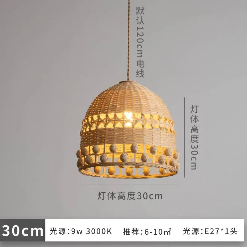 Afralia™ Modern Bamboo Weave Pendant Lights LED E27 for Zen Art Decor in Restaurant & Bedroom