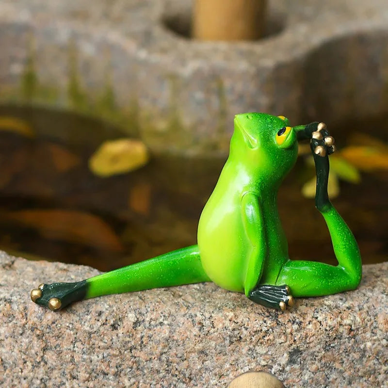 Afralia™ Yoga Frog Figurine: Interior Ornament for Home, Office, or Living Room Decor