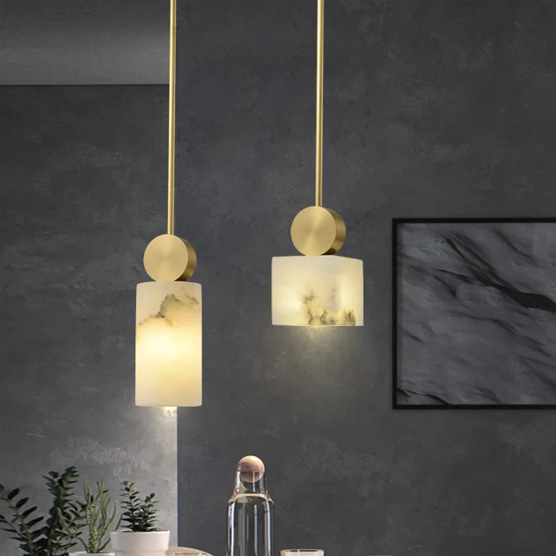 Afralia™ Modern Geometric Marble Chandelier Pendant Lighting for Dining Room & Living Space