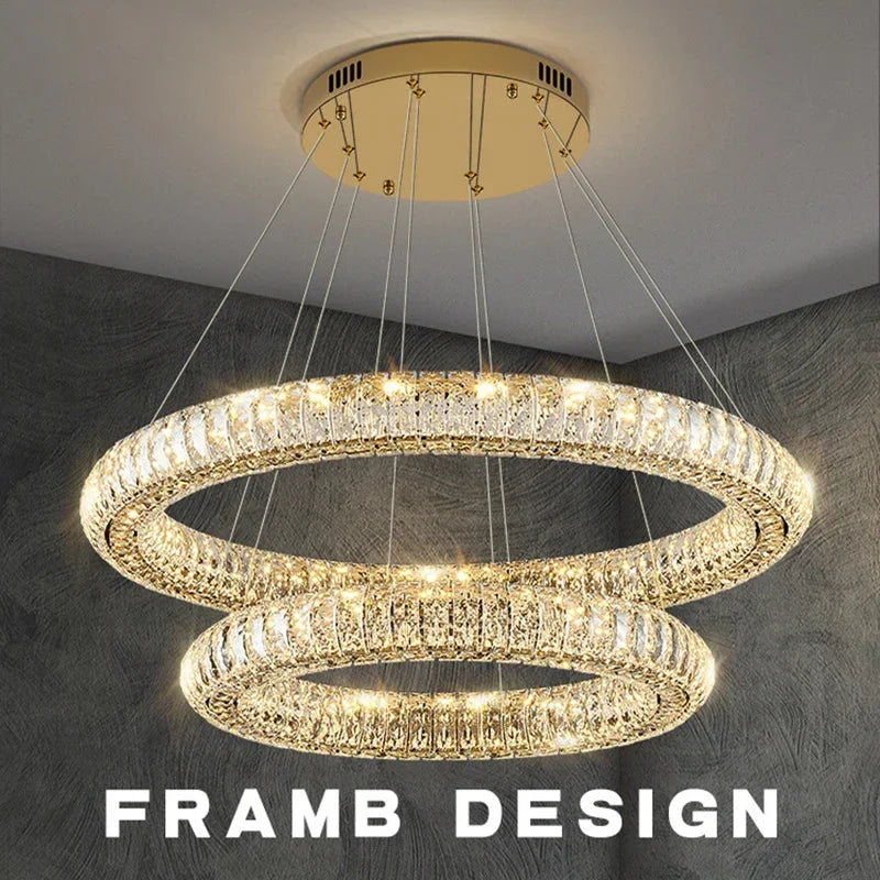 Afralia™ Luxury Crystal Ring Chandelier for Modern Living Room & Restaurant