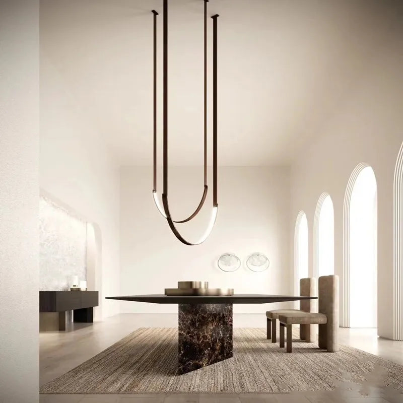 Afralia™ Nordic Leather Chandelier LED Pendant Light for Home and Restaurant