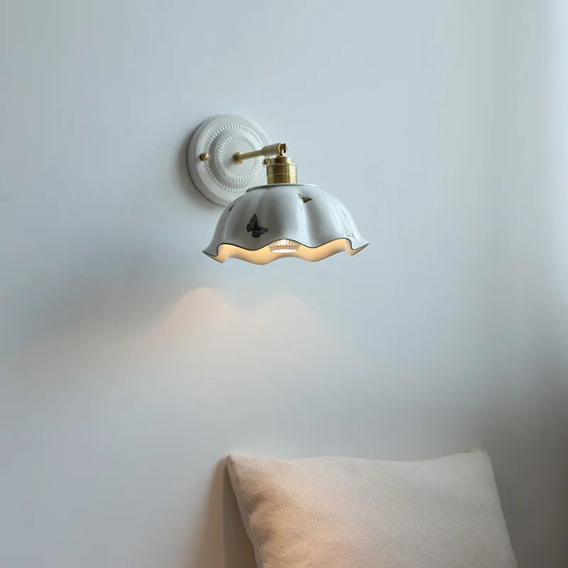 Afralia™ Butterfly Ceramic LED Wall Lamp Home Indoor Lighting Stair Mirror Light