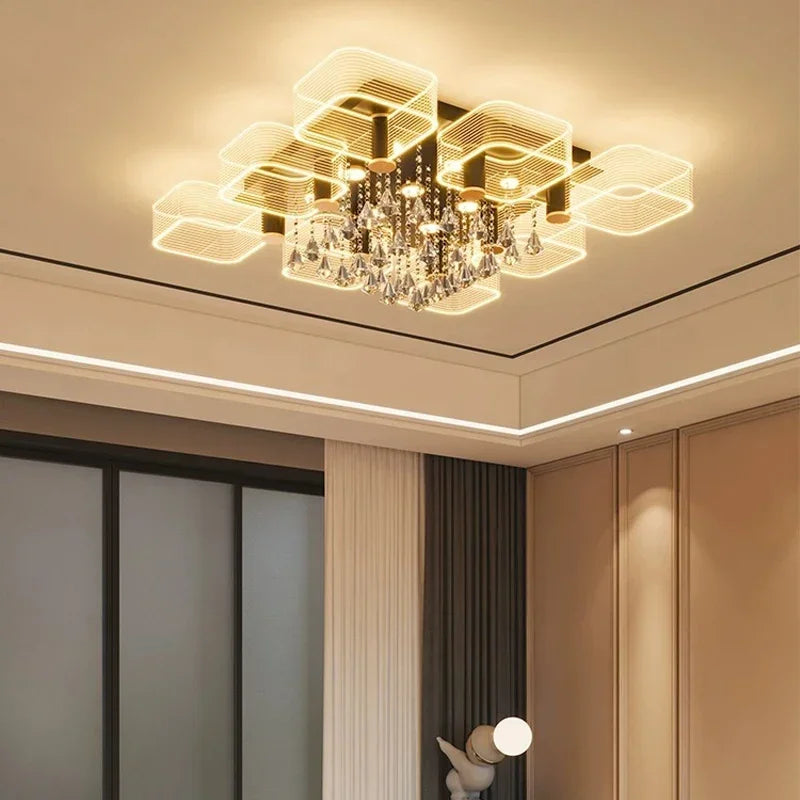 Afralia™ Acrylic Lustre Chandelier for Living Room, Bedroom, Kitchen - Hanging Ceiling Lamps