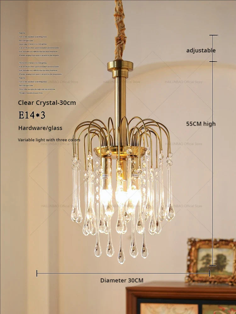 Afralia™ Vintage Crystal Glass Chandelier for Living Room, Dining Room, and Bedroom