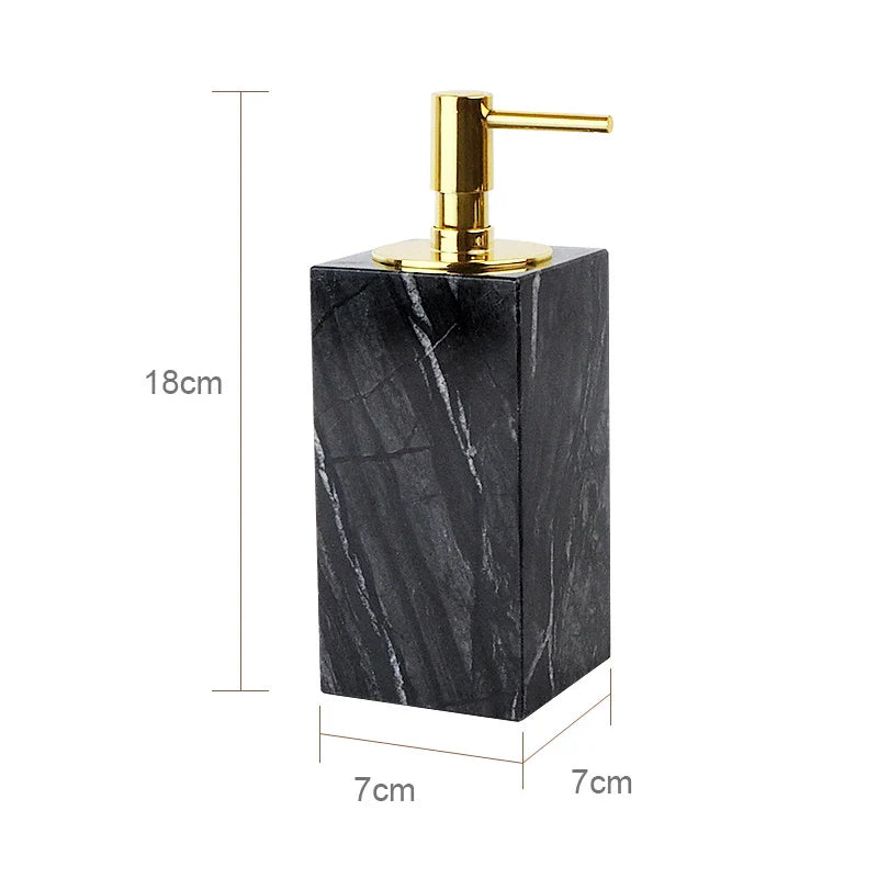 Afralia™ Tree Black Marble Bathroom Accessories Set: Toothbrush Holder, Soap Dispenser, Soap Dish