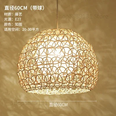 Afralia™ Hand Woven Rattan Pendant Lights Chandelier Bamboo Modern Living Room Decor