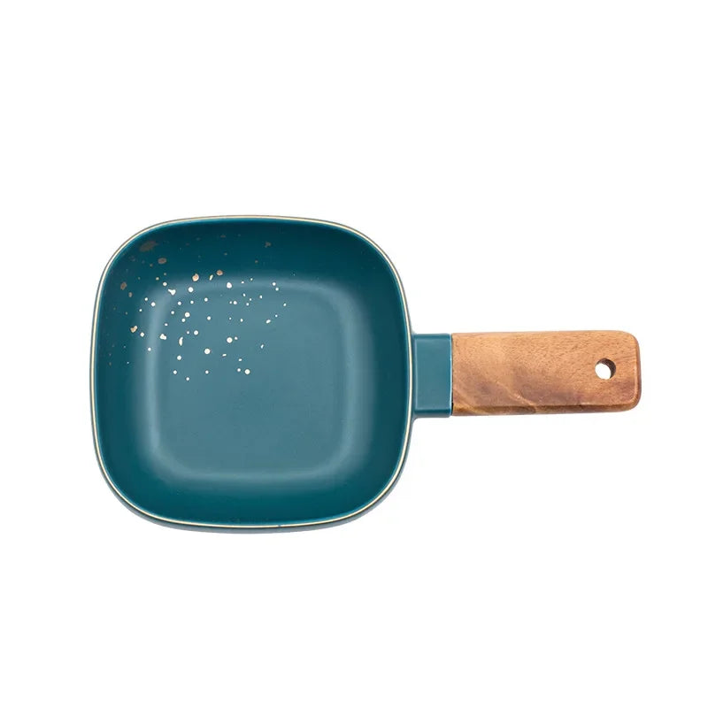 Afralia™ Ceramic Wood Handle Bowl: Nordic Style Salad & Noodle Tableware