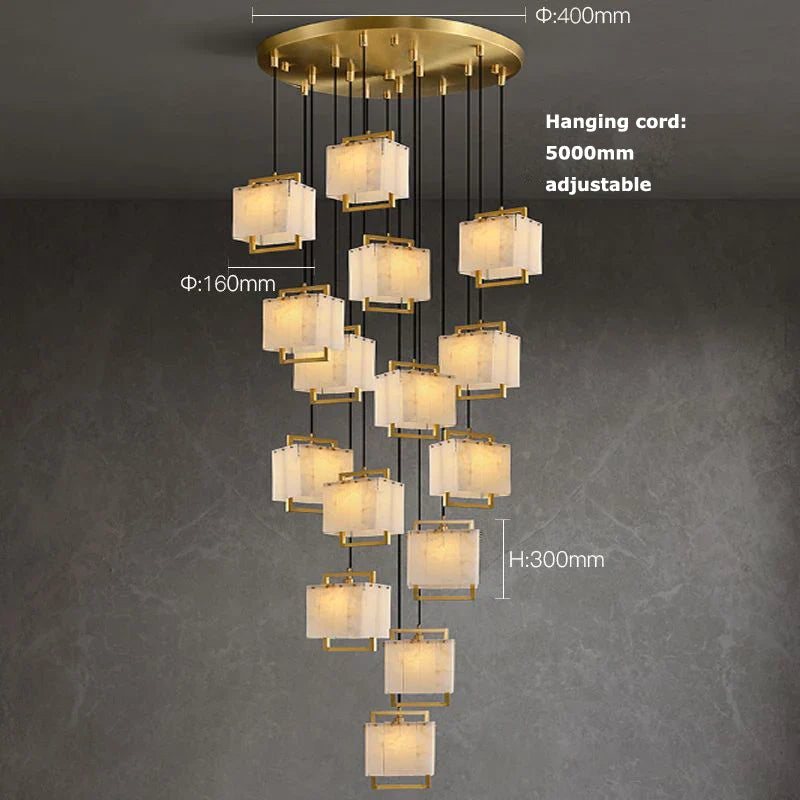 Afralia™ Spanish Marble Chandelier for Hotel Restaurant Lobby Custom Decoration Light
