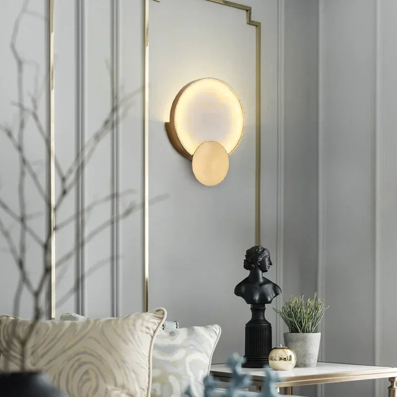 Afralia™ Marble Copper Wall Lamp: Modern High-Grade Indoor LED Lighting for Home Decor