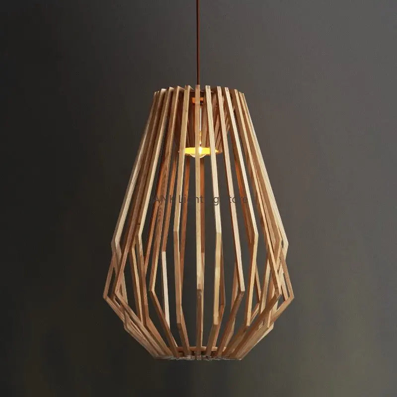 Afralia™ Wooden Solid Wood Cage Chandelier Modern Minimalist Art LED Pendant Lamp