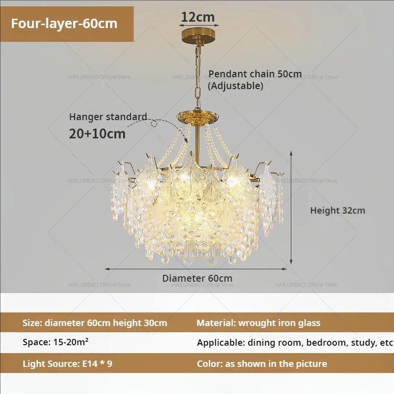 Afralia™ Luxury Cream Wind Crystal Chandelier: High-End Living Room, Dining Room, Bedroom Light