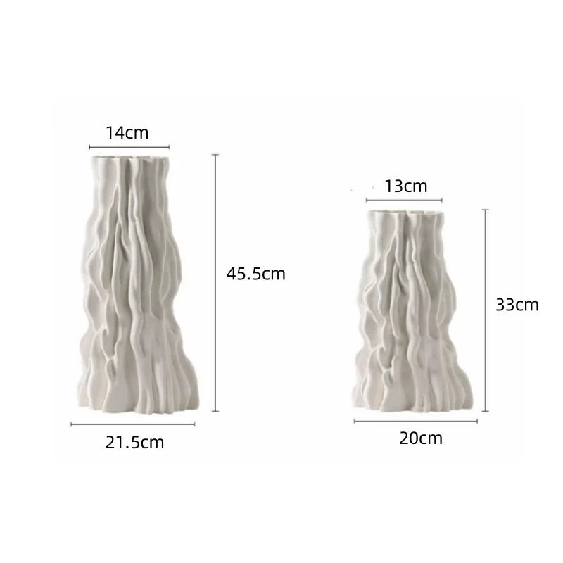 Afralia™ Abstract Irregular Trunk Fold Ceramic Vase for Home Decor