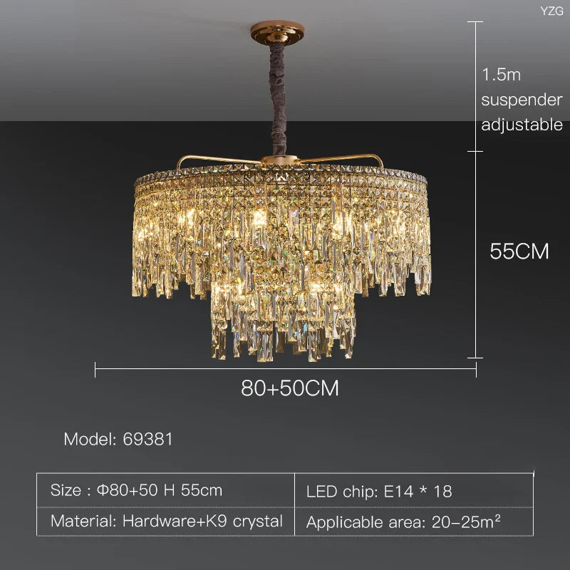 Afralia™ Luxury Crystal Chandelier for Living Room, Bedroom, and Restaurant