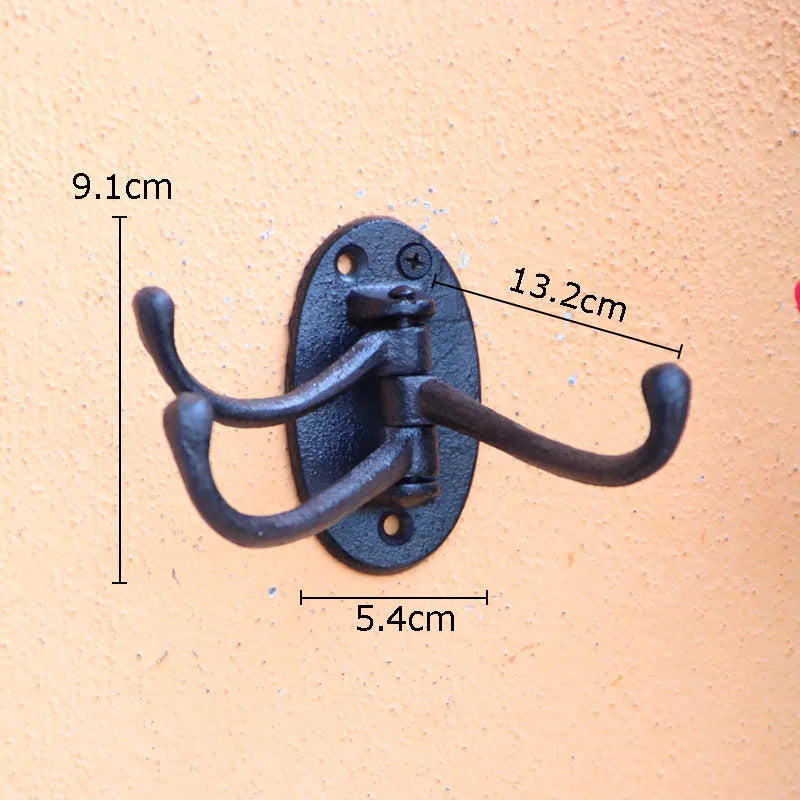 Afralia™ Metal Three-layer Floral Hook Hanging Shelf Basket Coat Rack