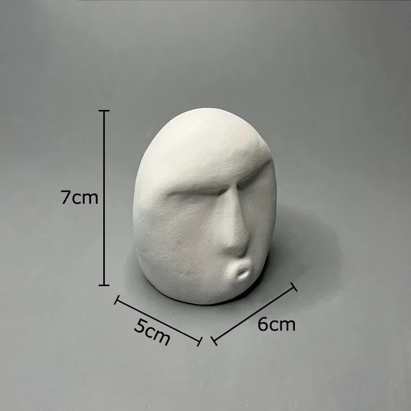 Afralia™ Stone Human Face Sculpture Decoration for Desk Ornaments & Room Aesthetic