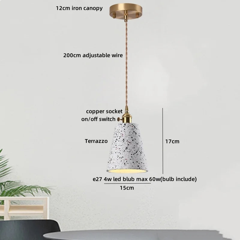 Afralia™ Black Terrazzo LED Pendant Lamp for Dining Living Room Staircase