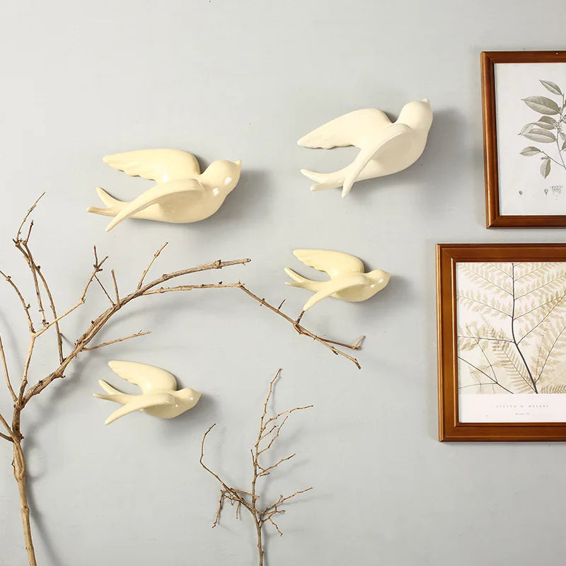 Afralia™ Flying Bird Ceramic Wall Ornament Simulation Room Decoration Indoor Accent