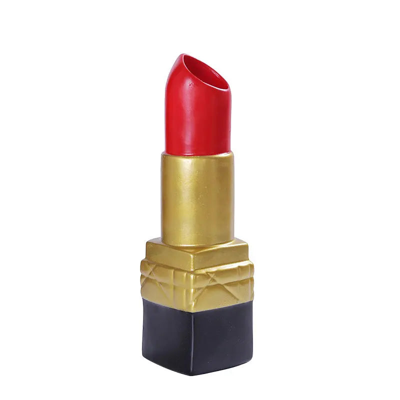 Afralia™ Lipstick Vase: Resin Cartoon Ornament for Room Decoration and Floral Arrangement