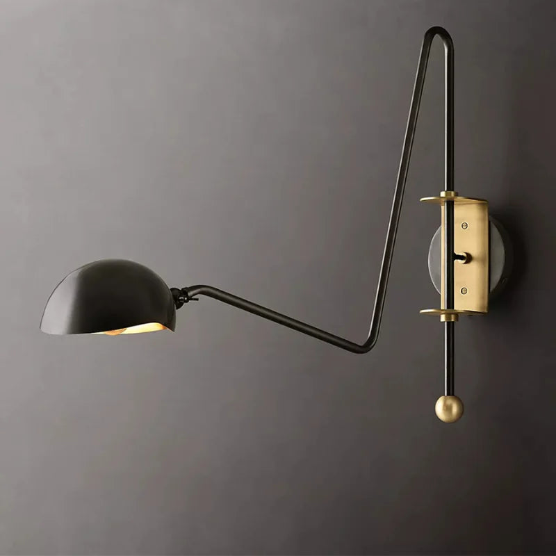 Afralia™ Black/Gold Lustre Copper Swing Arm Wall Lamp for Modern Living Spaces