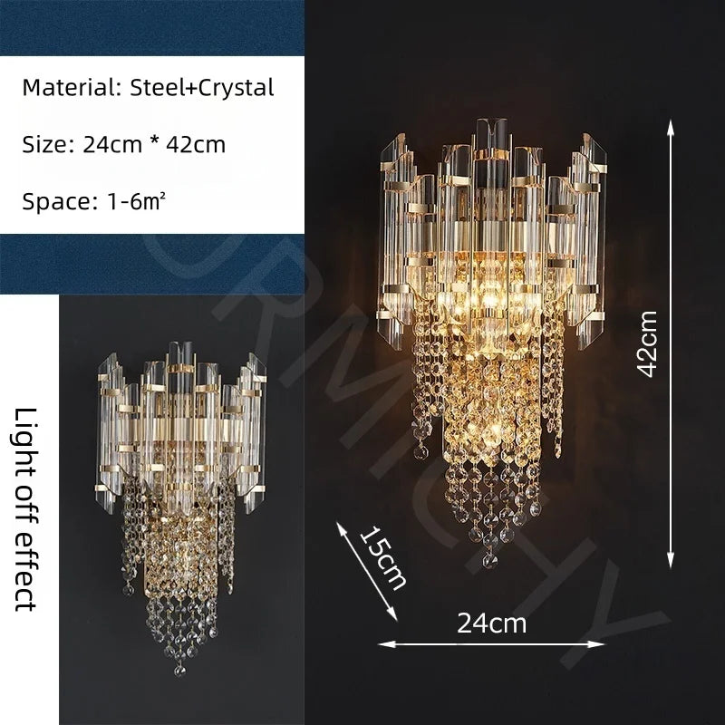 Afralia™ Crystal Wall Lamp - Luxury Living Room Bedroom Light