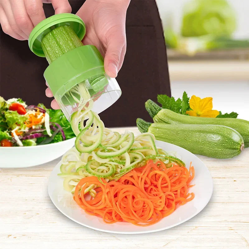 Afralia™ Spiralizer Vegetable Slicer - Portable Handheld Spiral Cutter with Container