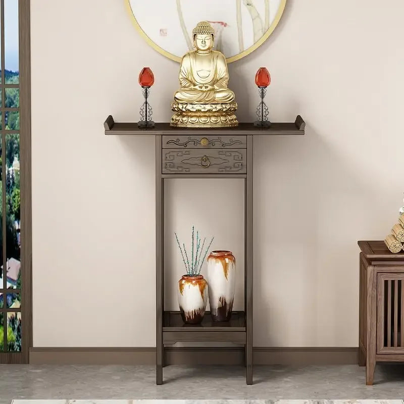 Afralia™ Bamboo Console Table with Drawer for Living Room - Vintage Side Table