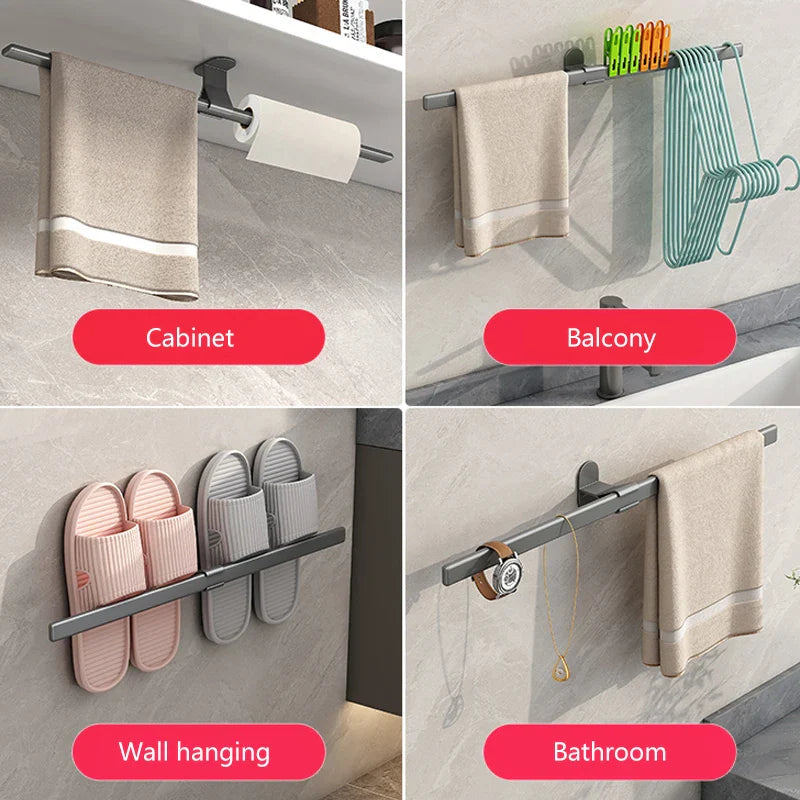 Afralia™ Self-Adhesive Towel Holder Rack for Bathroom & Washstand Organization
